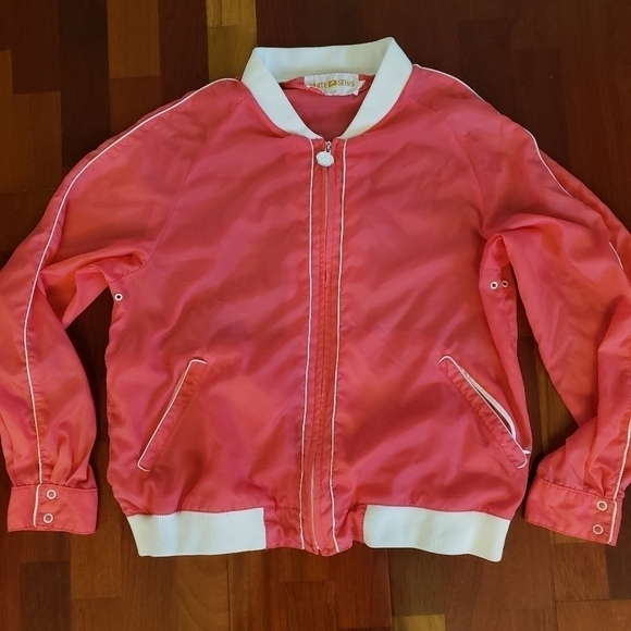 Vintage White Stag Windbreaker M Pink & White Unlined - Picture 9 of 14